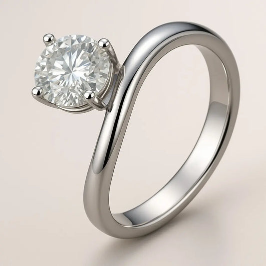 Anel Curved Shine com Pedra de Moissanite