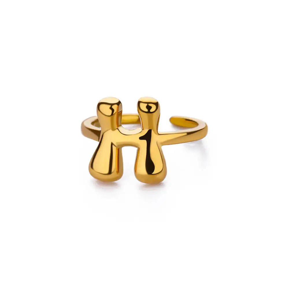 Anel Letrita Memores banhado a Ouro 18k