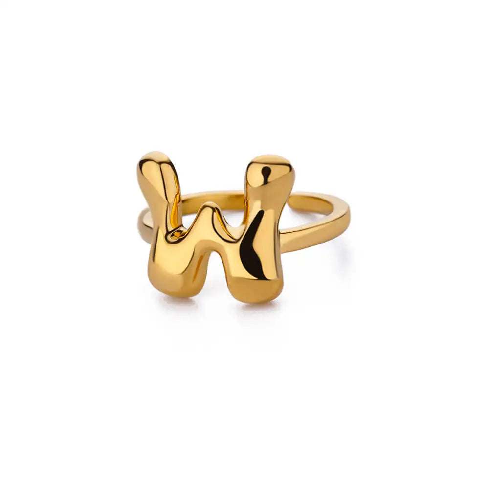 Anel Letrita Memores banhado a Ouro 18k