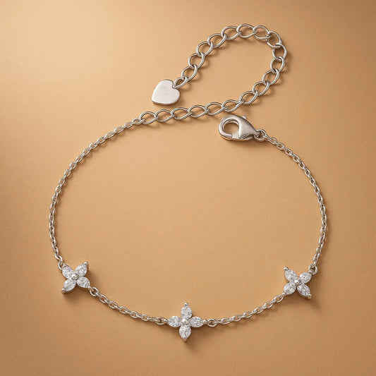 Bracelete Florelle Moissanite em Prata 925 banhado a ouro branco